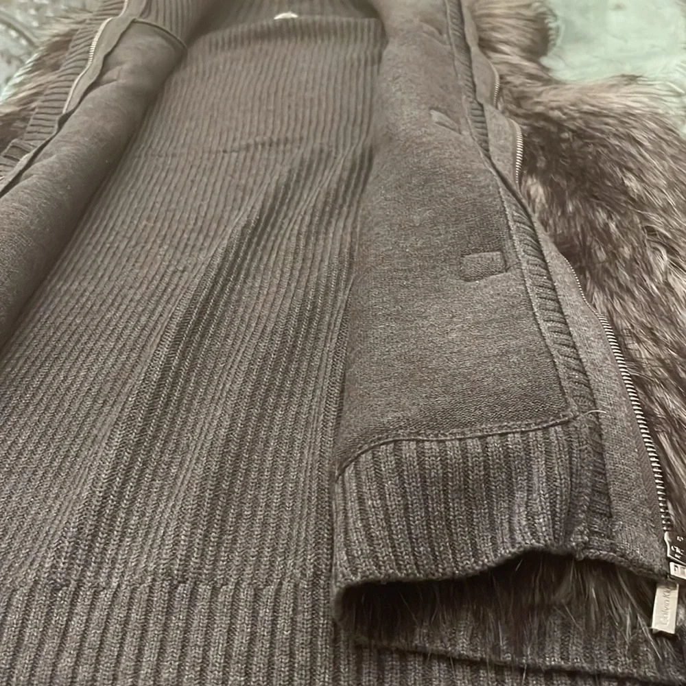 Calvin Klein Faux Fur Sweater Vest buckle closure size XL